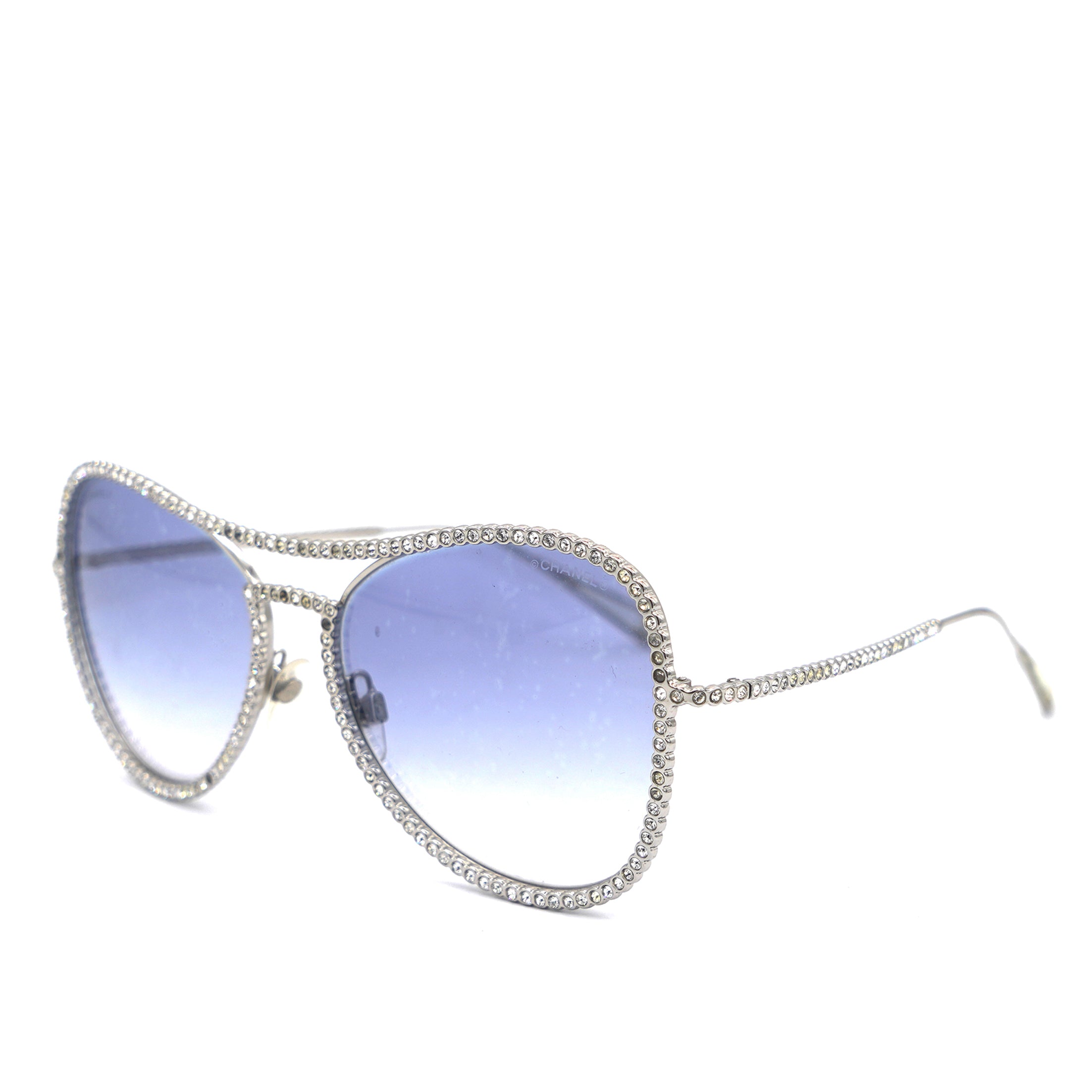 Crystal Aviator Sunglasses 71108 Silver