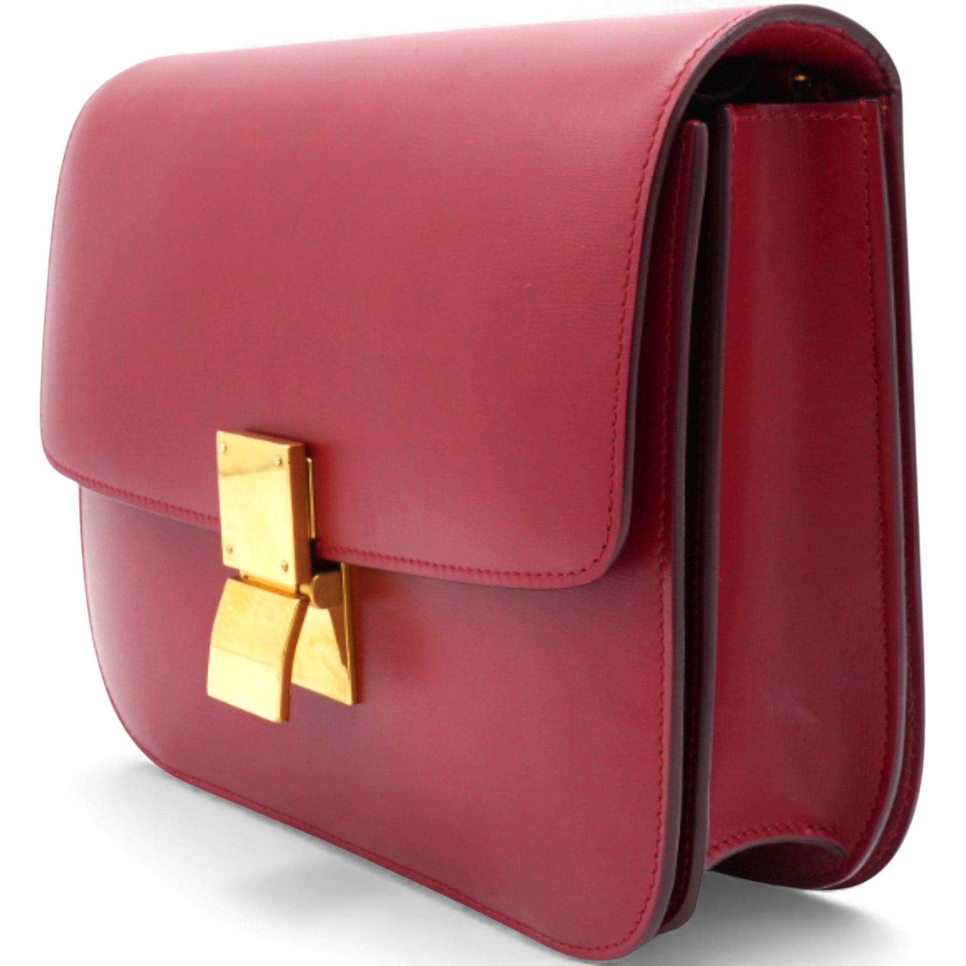 Box Calfskin Medium Classic Box Flap Bag Red