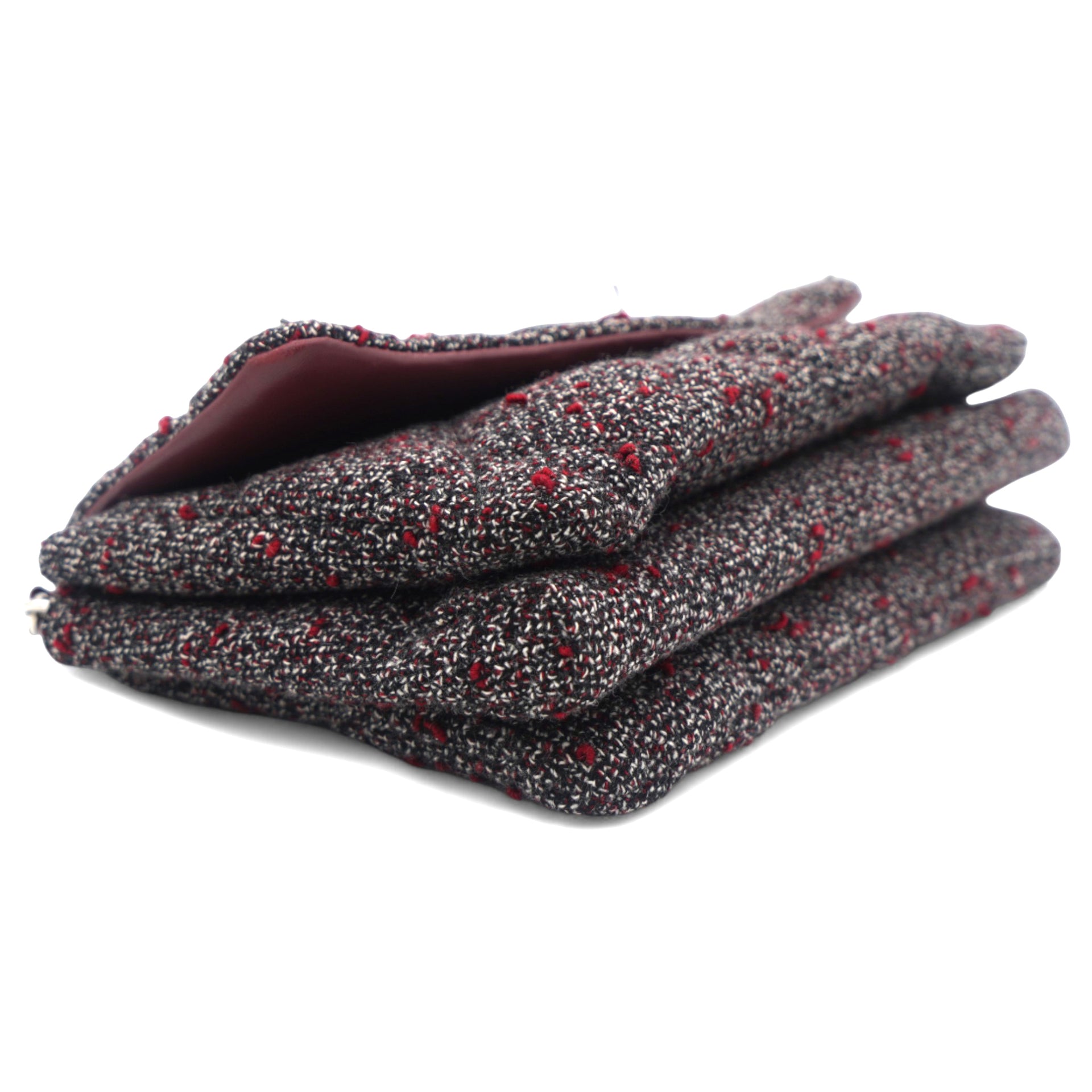 Tweed Quilted Gelly Bag Burgundy Multicolor