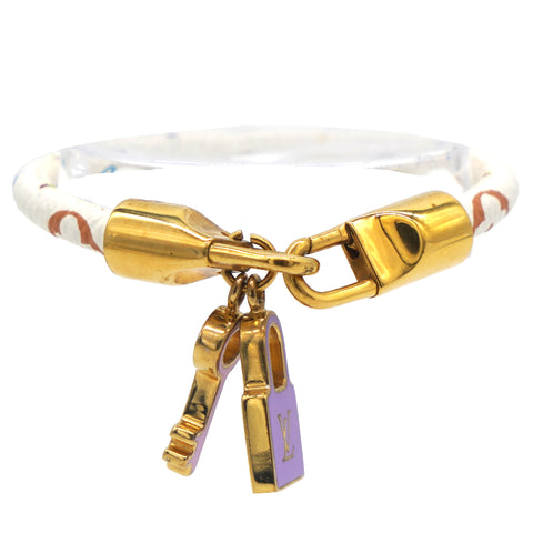 Luck It Multicolor Monogram Gold Tone Charm Bracelet