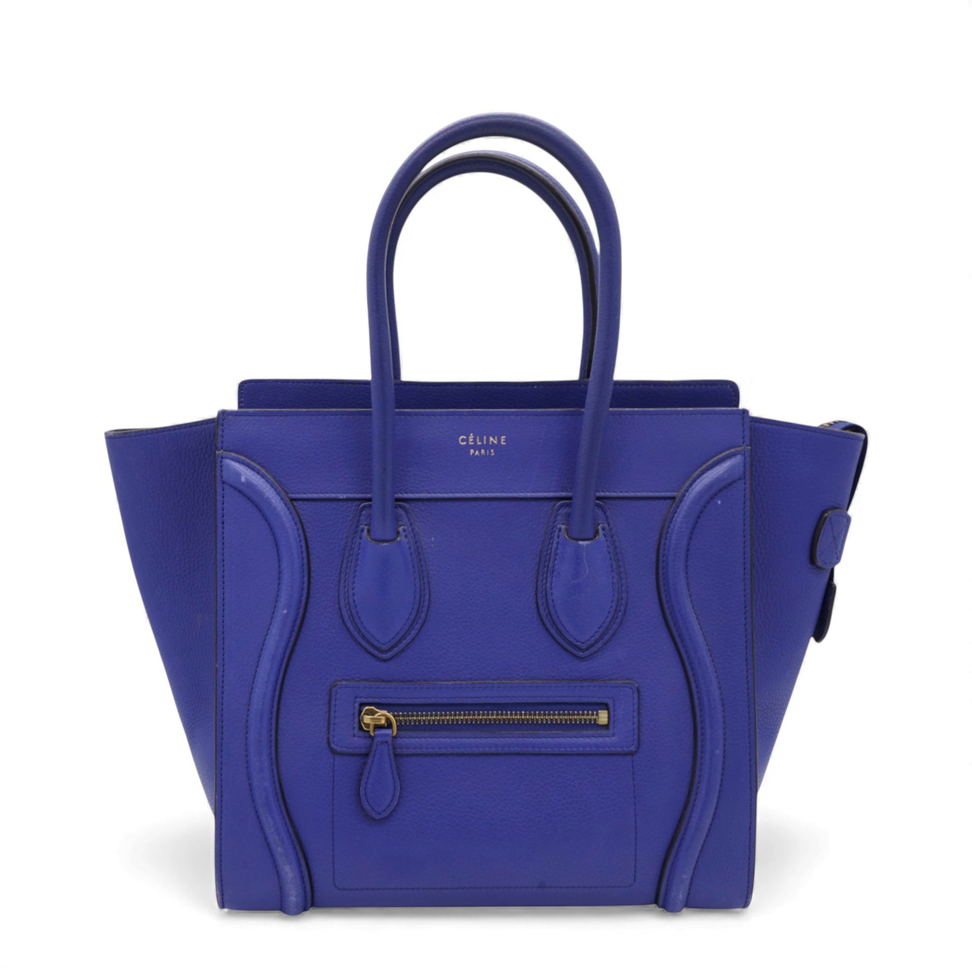 Luggage Handbag In Blue Leather Micro