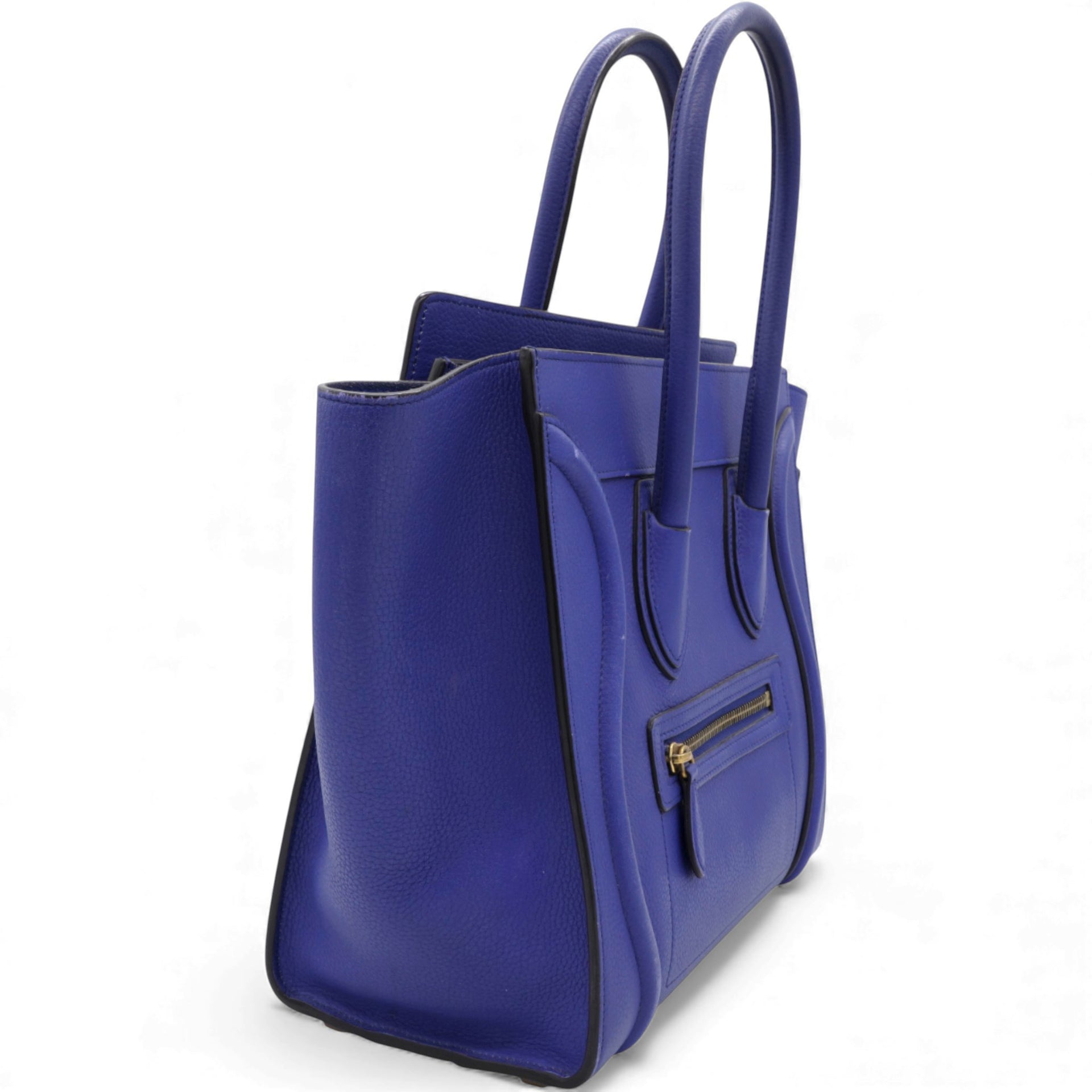 Luggage Handbag In Blue Leather Micro