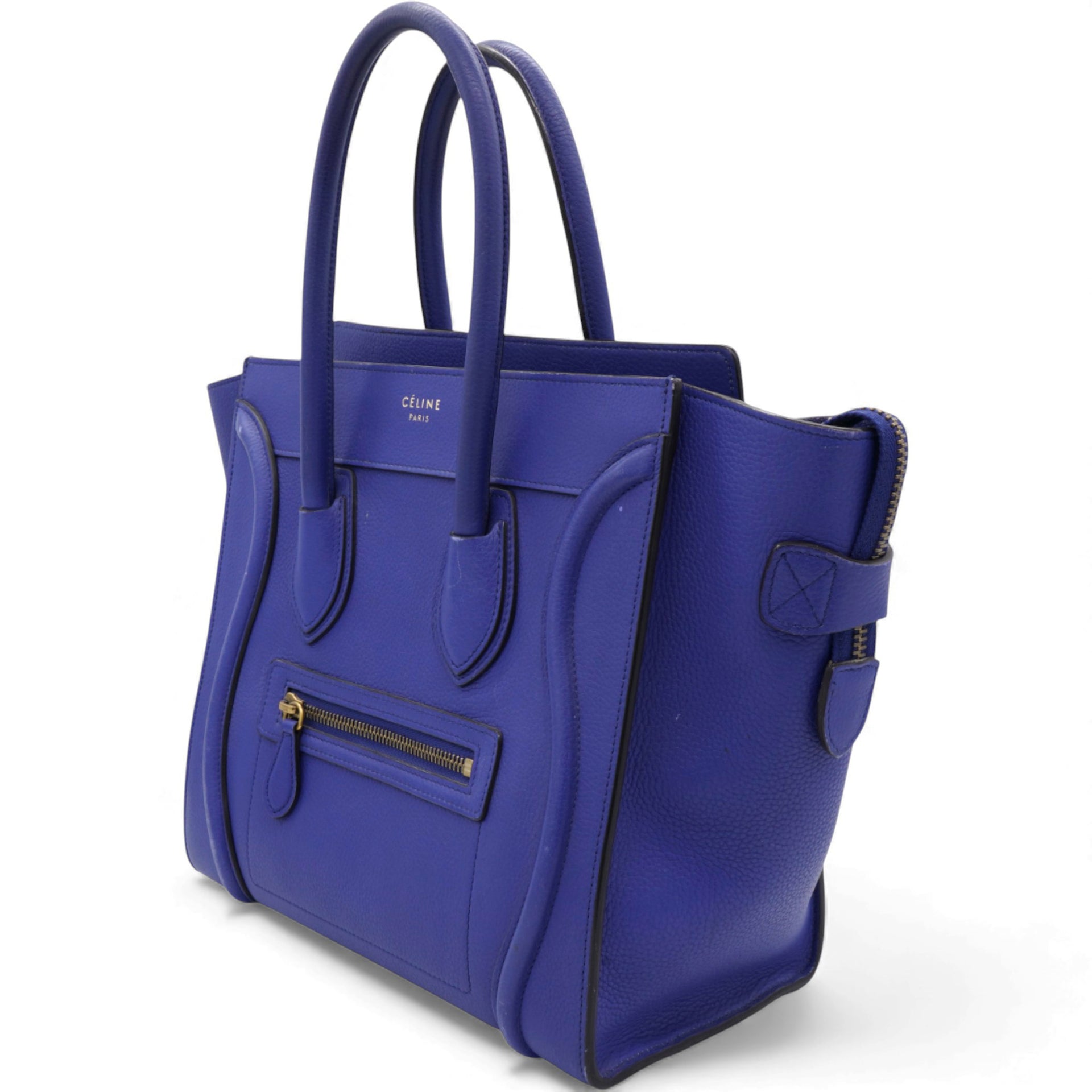 Luggage Handbag In Blue Leather Micro