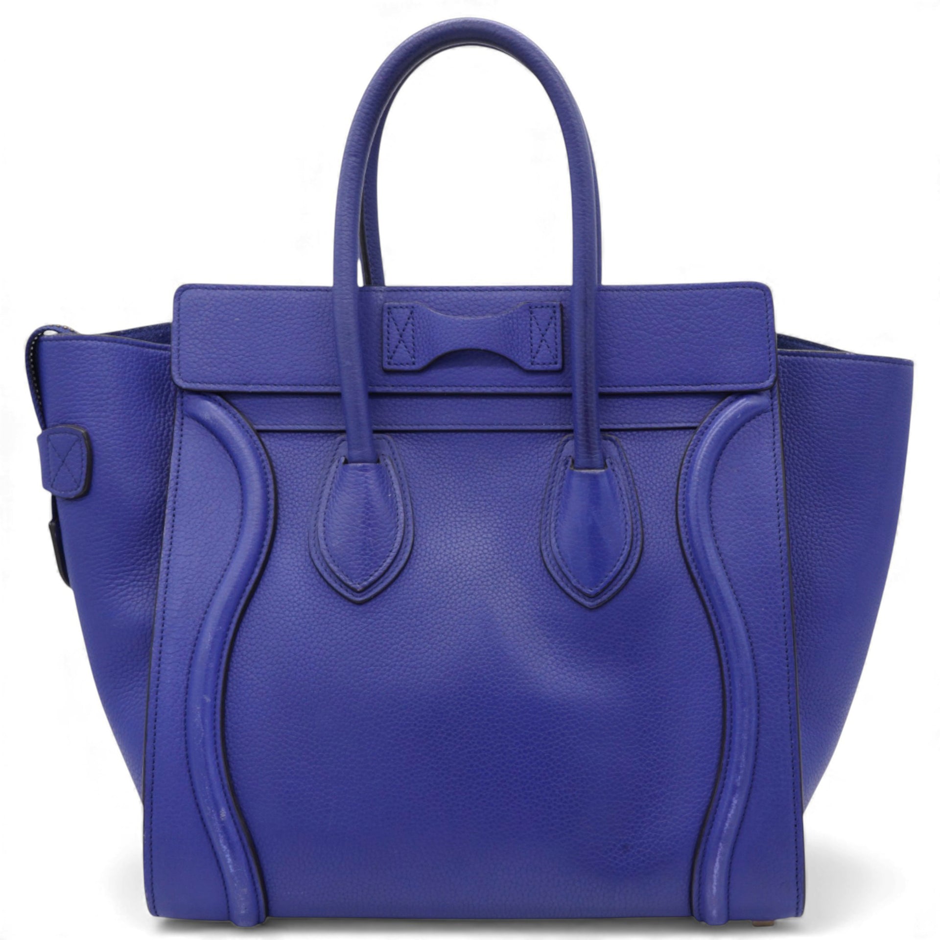 Luggage Handbag In Blue Leather Micro