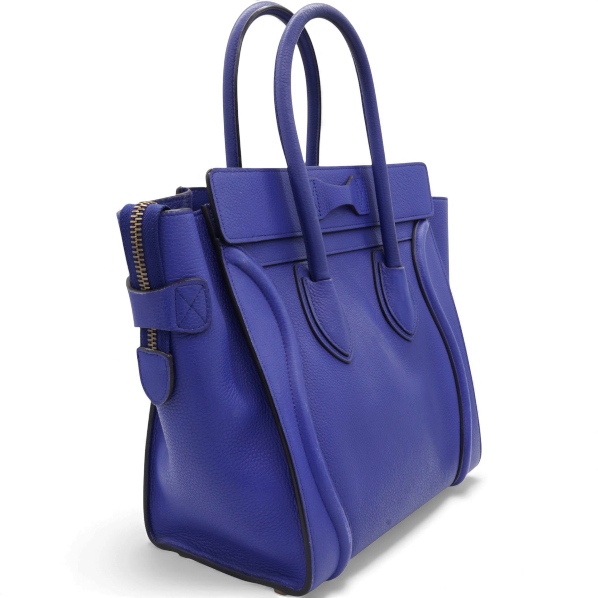 Luggage Handbag In Blue Leather Micro