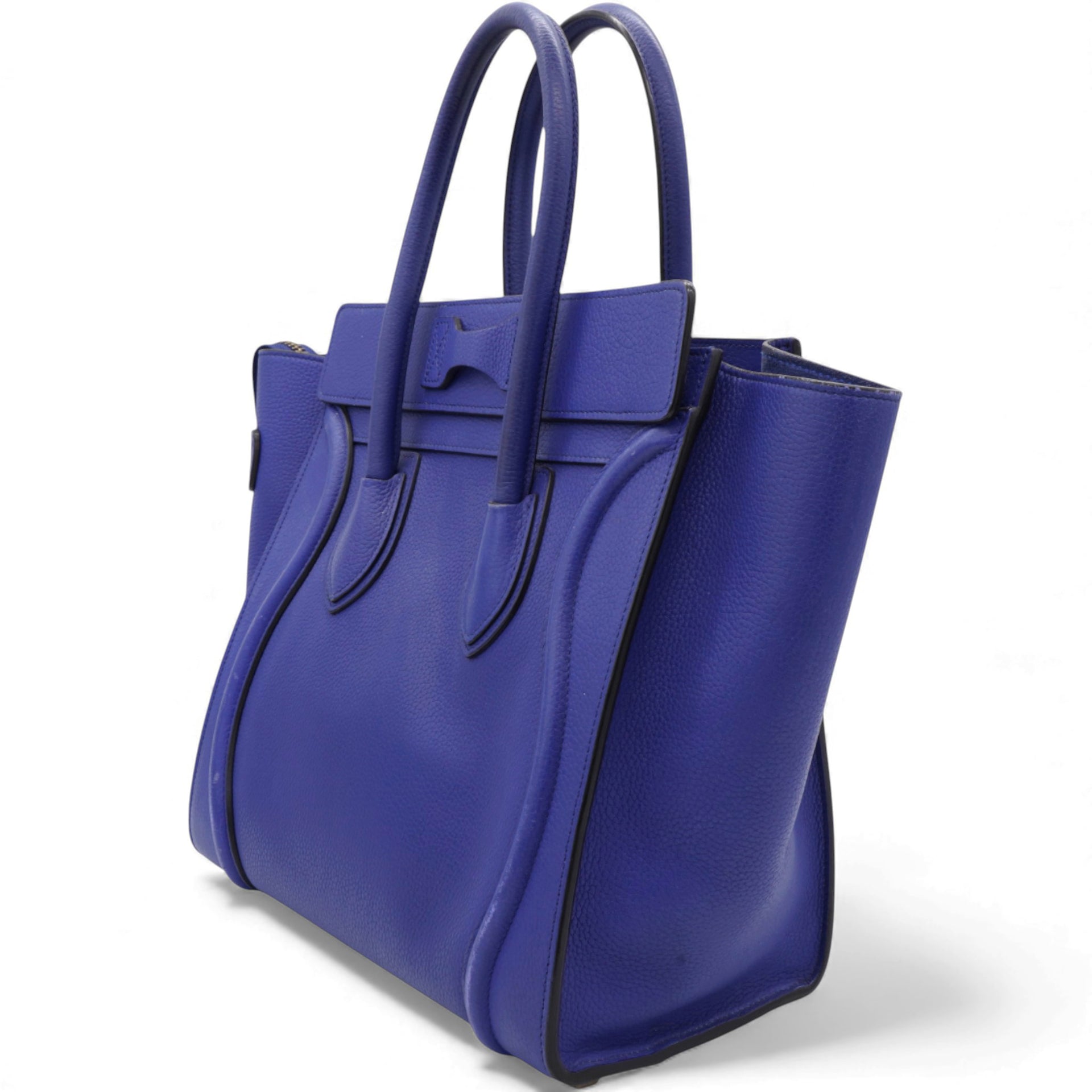 Luggage Handbag In Blue Leather Micro