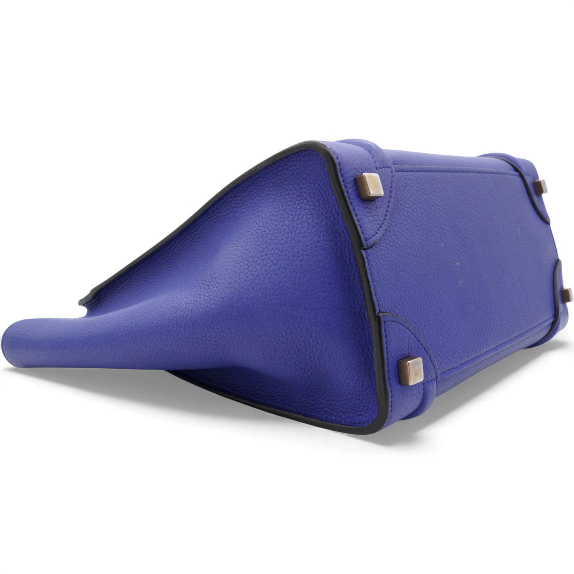 Luggage Handbag In Blue Leather Micro