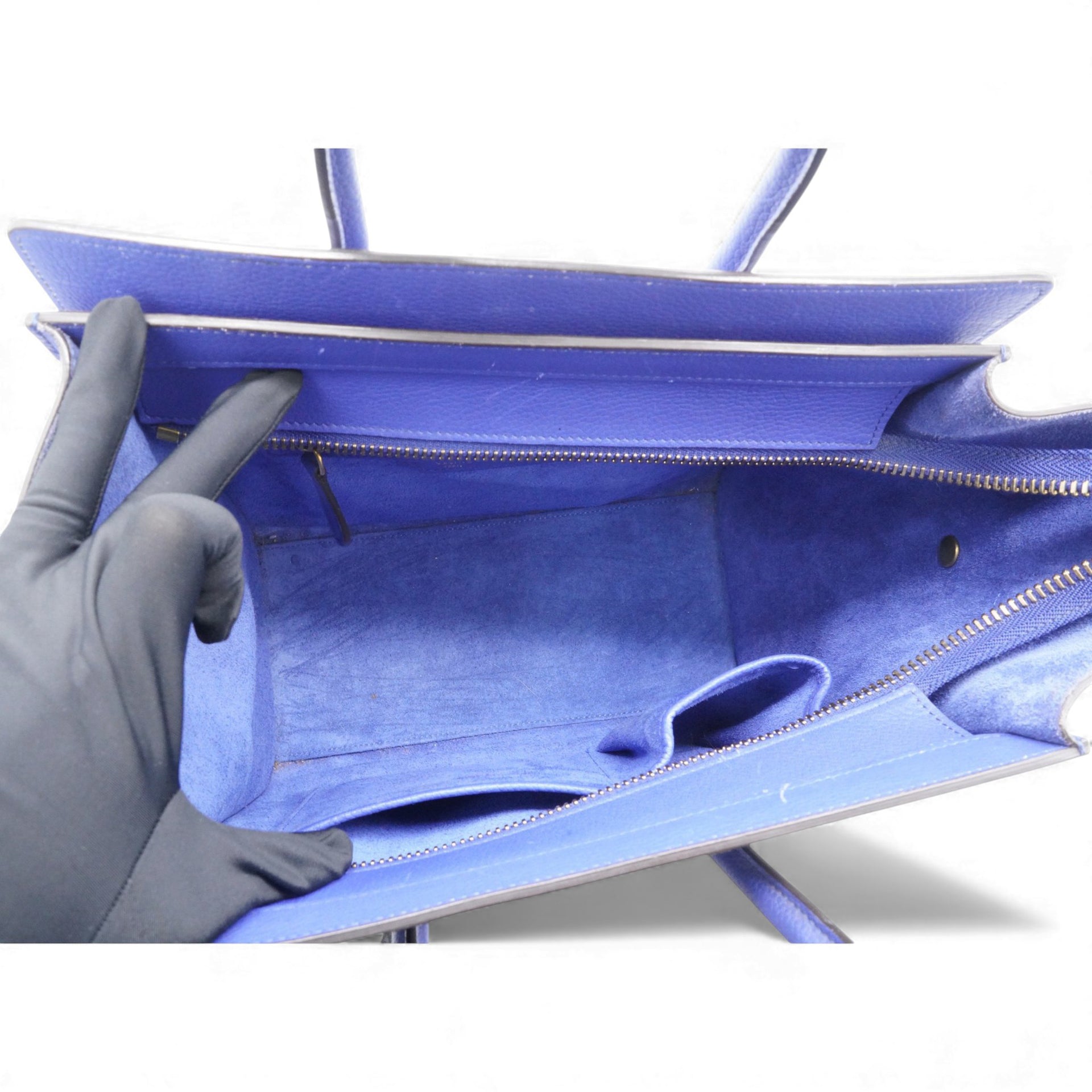 Luggage Handbag In Blue Leather Micro