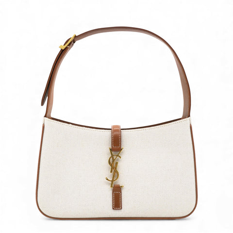 Smooth Calfskin Canvas Le 5 A 7 Hobo Natural Beige Brick