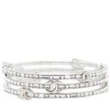 Silver Tone Metal Rhinestone CC Logo Bangle