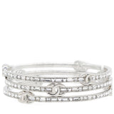 Silver Tone Metal Rhinestone CC Logo Bangle