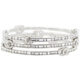 Silver Tone Metal Rhinestone CC Logo Bangle