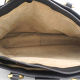 Black Madras Leather Pushlock Tote Large
