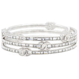 Silver Tone Metal Rhinestone CC Logo Bangle