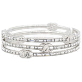 Silver Tone Metal Rhinestone CC Logo Bangle