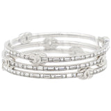 Silver Tone Metal Rhinestone CC Logo Bangle