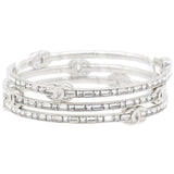 Silver Tone Metal Rhinestone CC Logo Bangle