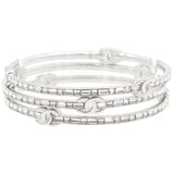 Silver Tone Metal Rhinestone CC Logo Bangle