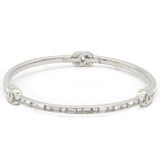Silver Tone Metal Rhinestone CC Logo Bangle