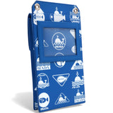 Saffiano Whale Printed Phone Holder Crossbody Bag in Blue Leather