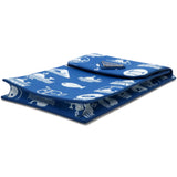 Saffiano Whale Printed Phone Holder Crossbody Bag in Blue Leather