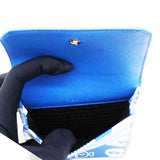 Saffiano Whale Printed Phone Holder Crossbody Bag in Blue Leather