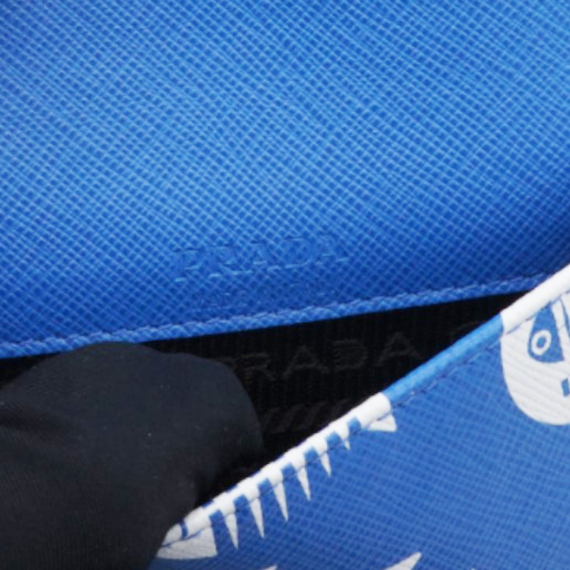 Saffiano Whale Printed Phone Holder Crossbody Bag in Blue Leather