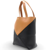 Mini Puzzle Fold Tote Bag Black Brown