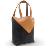 Mini Puzzle Fold Tote Bag Black Brown