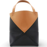 Mini Puzzle Fold Tote Bag Black Brown