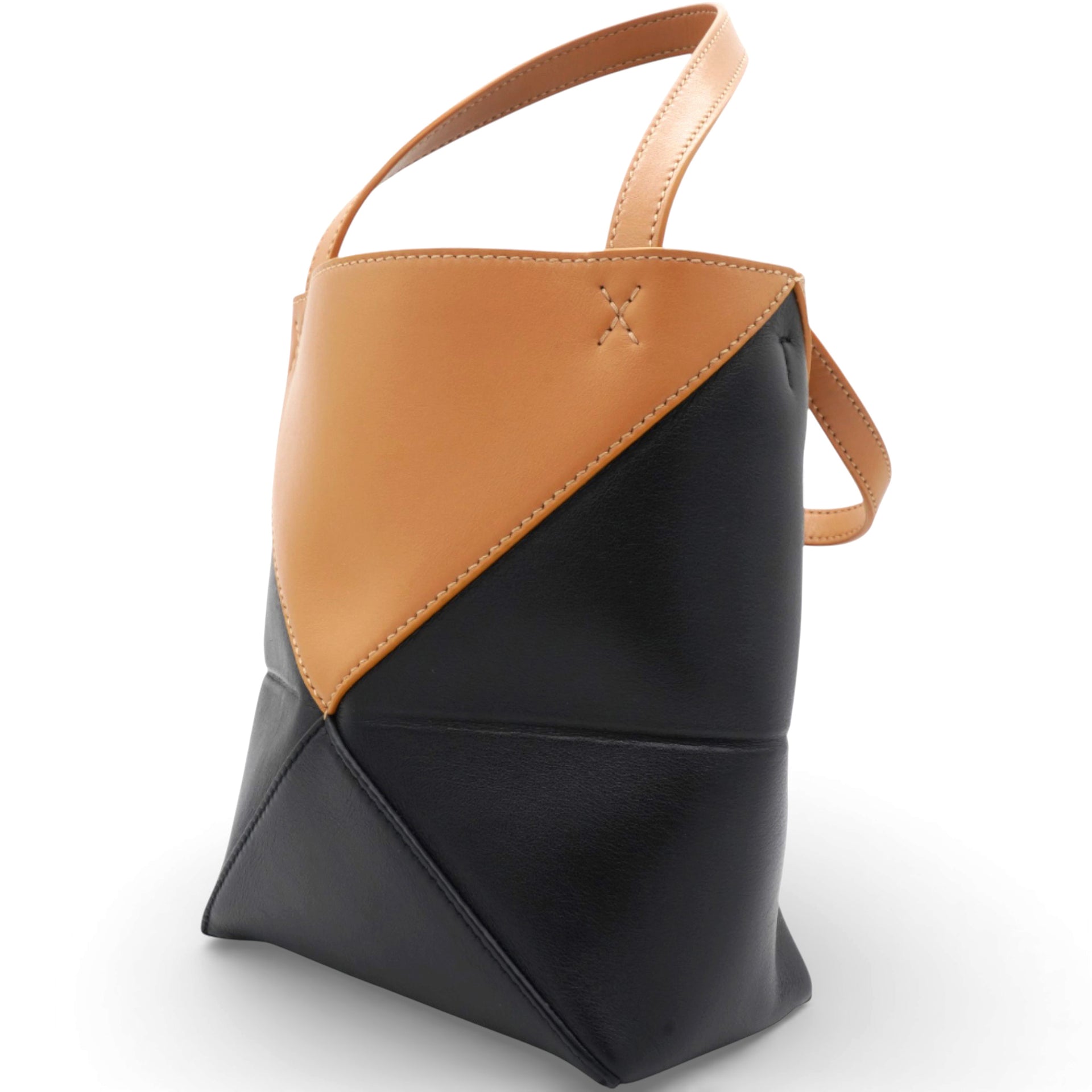 Mini Puzzle Fold Tote Bag Black Brown