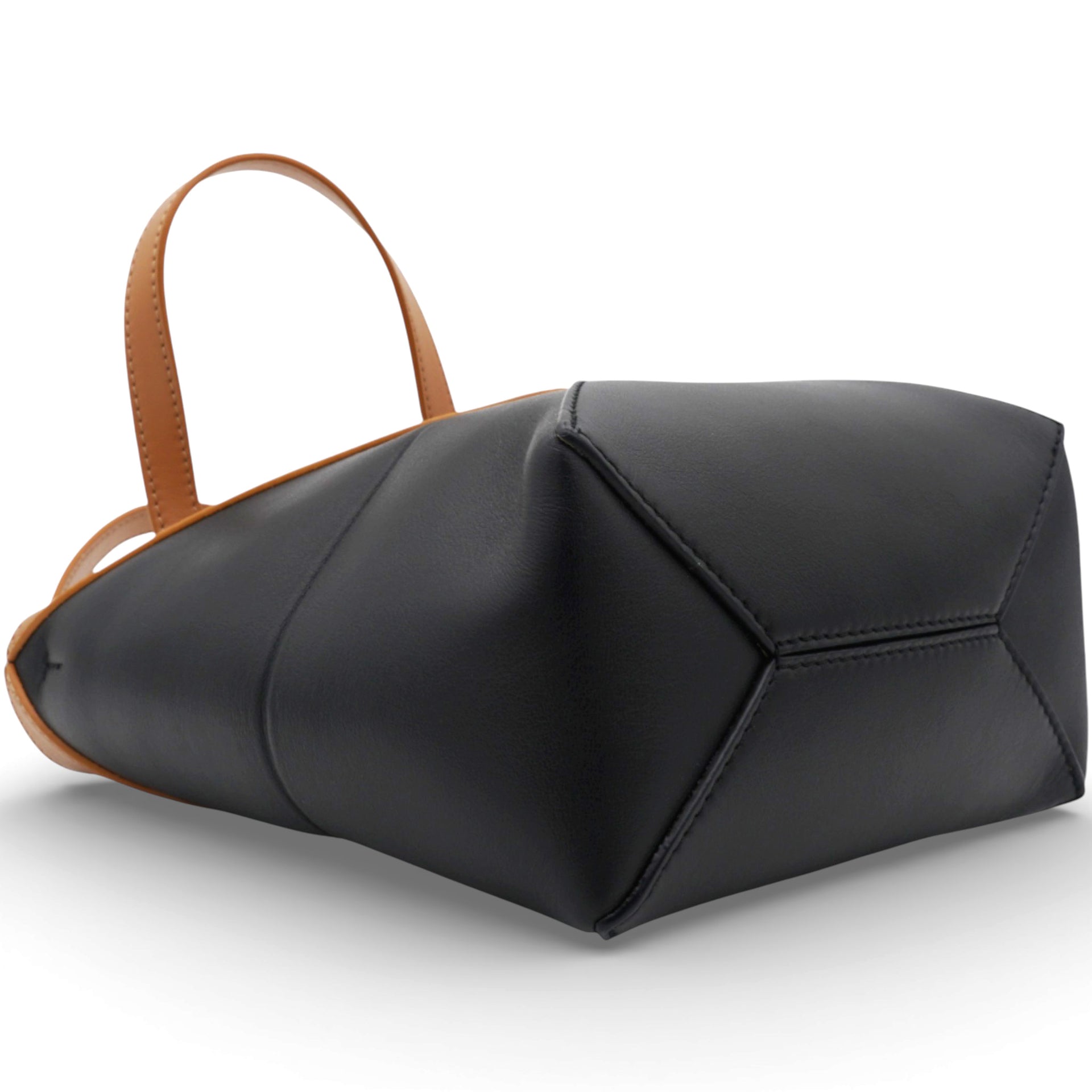 Mini Puzzle Fold Tote Bag Black Brown