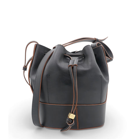 Anagram Balloon Leather Shoulder Bag Black