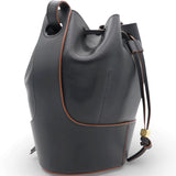 Anagram Balloon Leather Shoulder Bag Black
