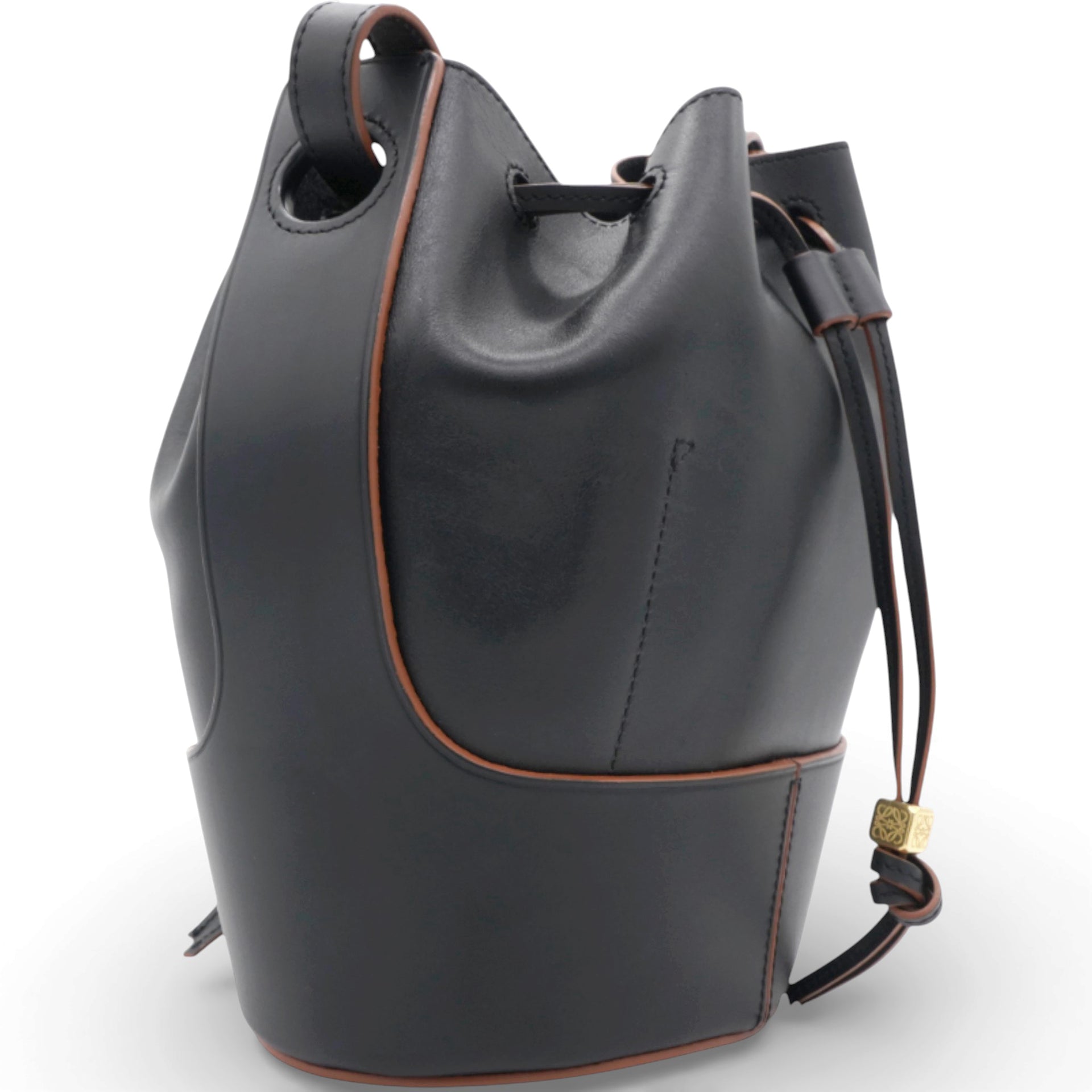 Anagram Balloon Leather Shoulder Bag Black