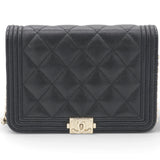 Caviar Quilted Boy Wallet On Chain WOC Black