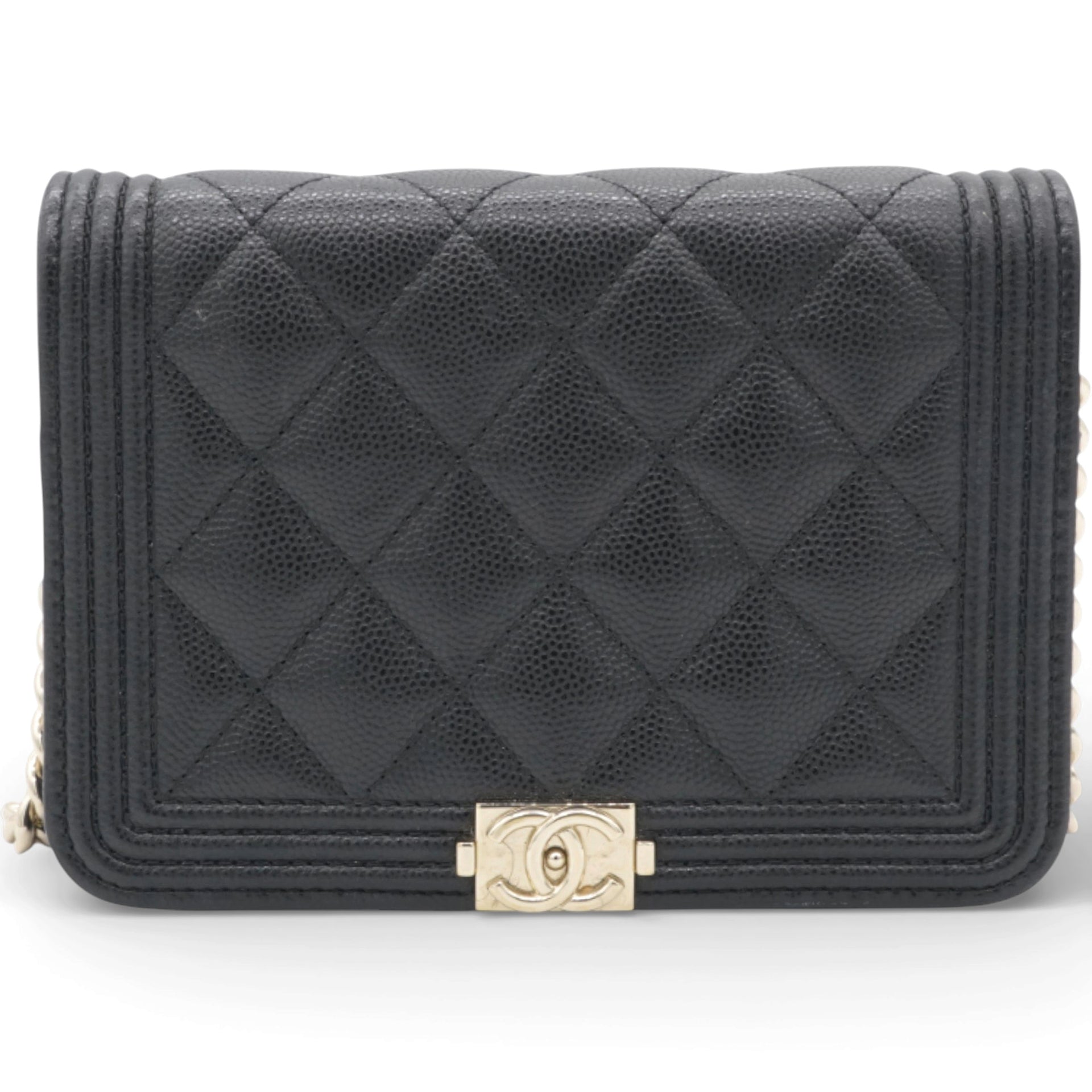 Caviar Quilted Boy Wallet On Chain WOC Black