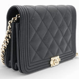 Caviar Quilted Boy Wallet On Chain WOC Black