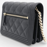 Caviar Quilted Boy Wallet On Chain WOC Black