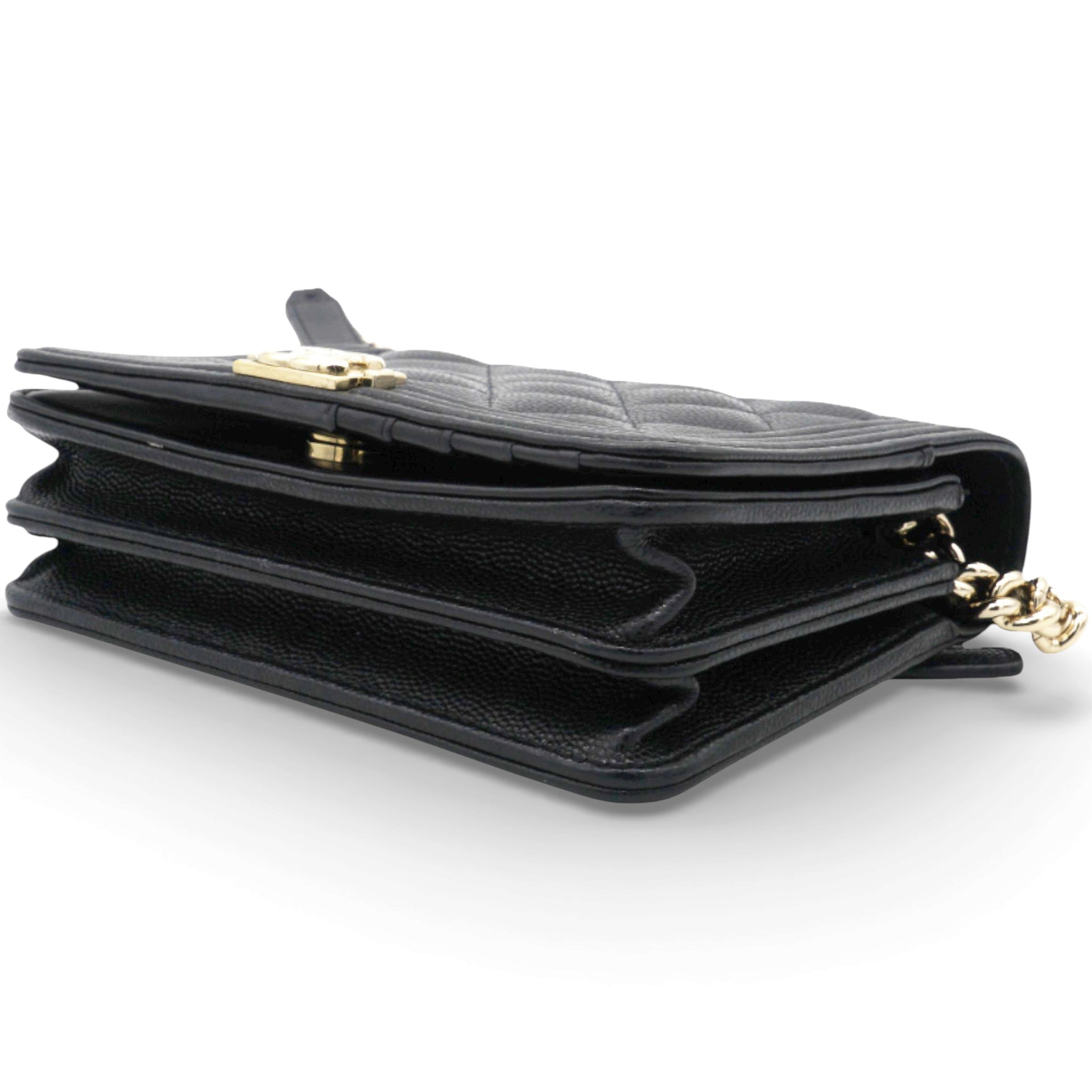 Caviar Quilted Boy Wallet On Chain WOC Black