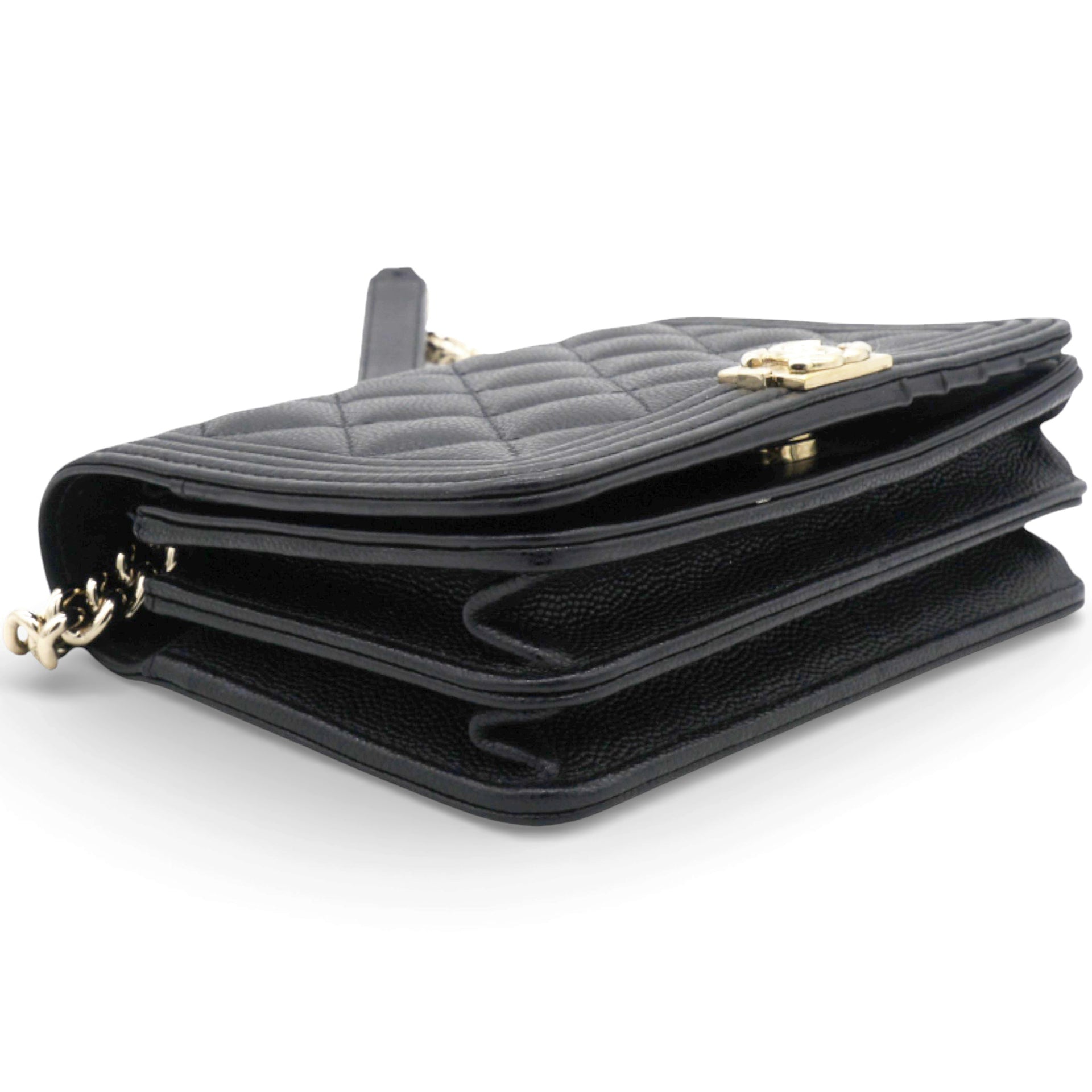 Caviar Quilted Boy Wallet On Chain WOC Black