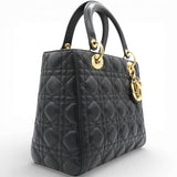 Lambskin Cannage Lady Dior Black Medium Tote