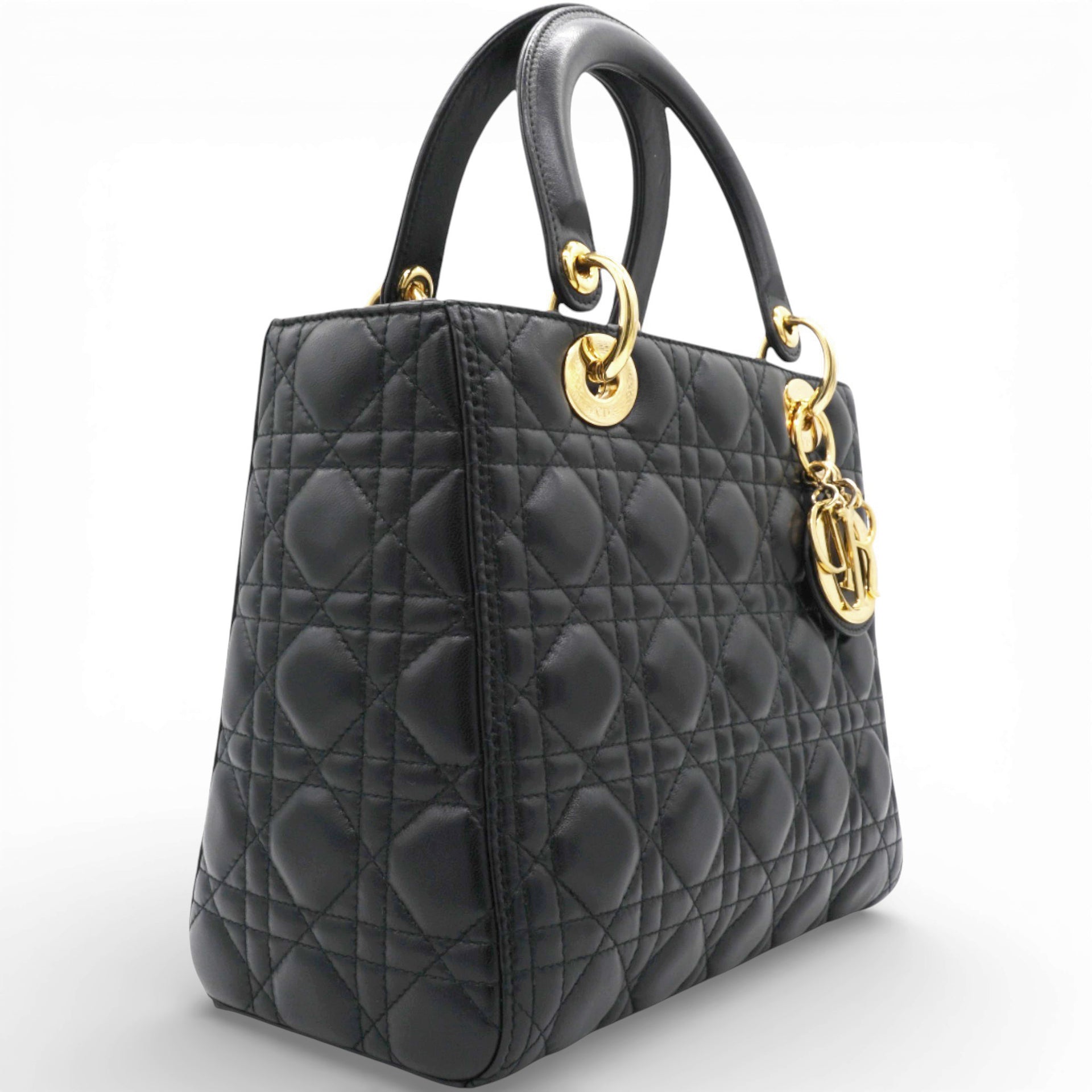 Lambskin Cannage Lady Dior Black Medium Tote