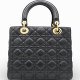 Lambskin Cannage Lady Dior Black Medium Tote