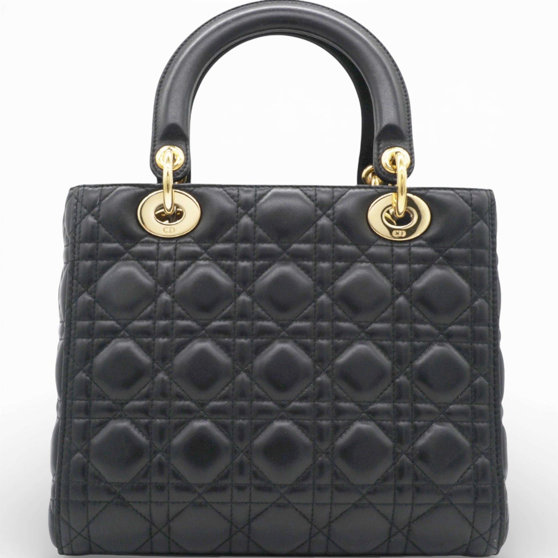 Lambskin Cannage Lady Dior Black Medium Tote