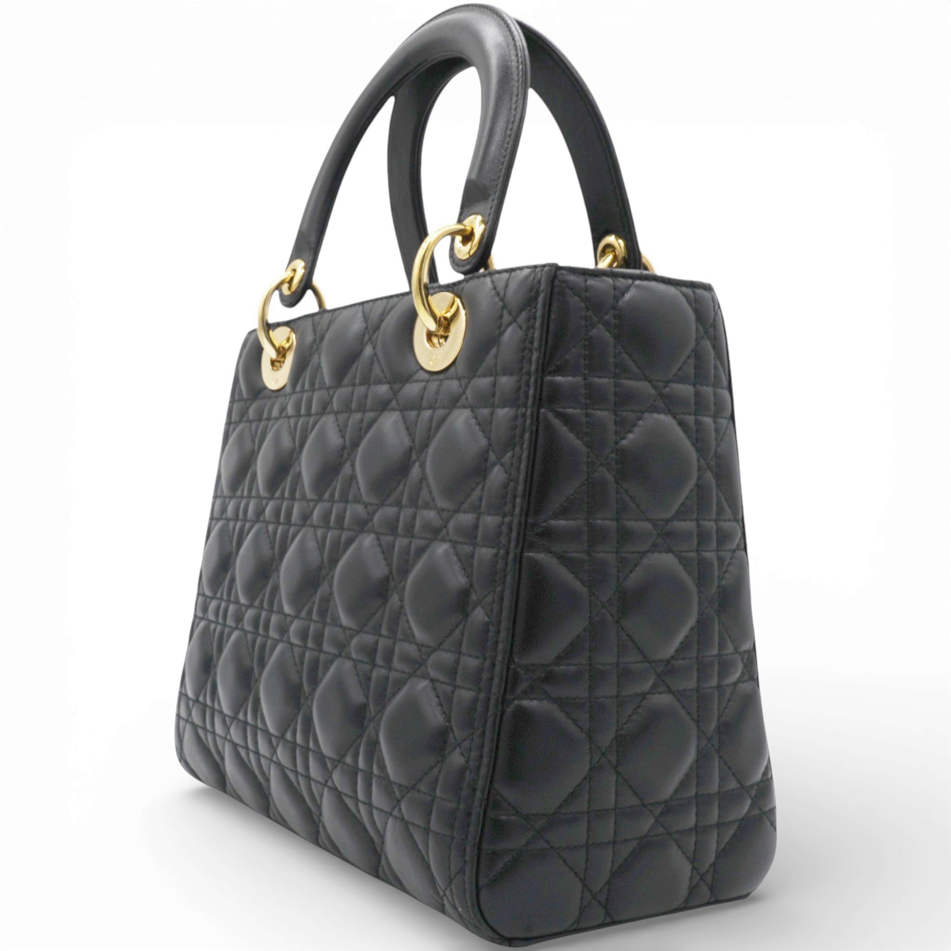Lambskin Cannage Lady Dior Black Medium Tote