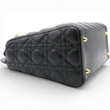 Lambskin Cannage Lady Dior Black Medium Tote