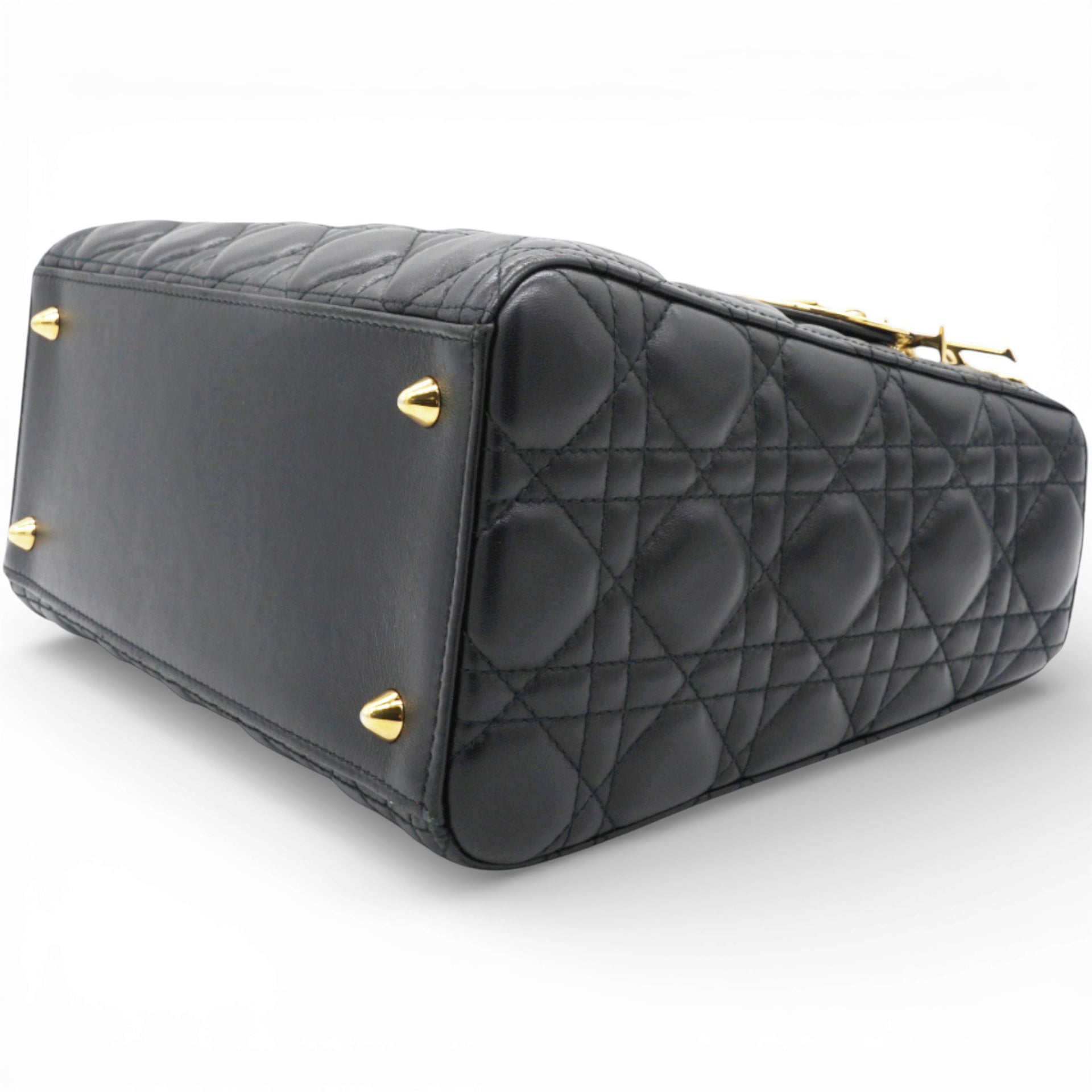 Lambskin Cannage Lady Dior Black Medium Tote