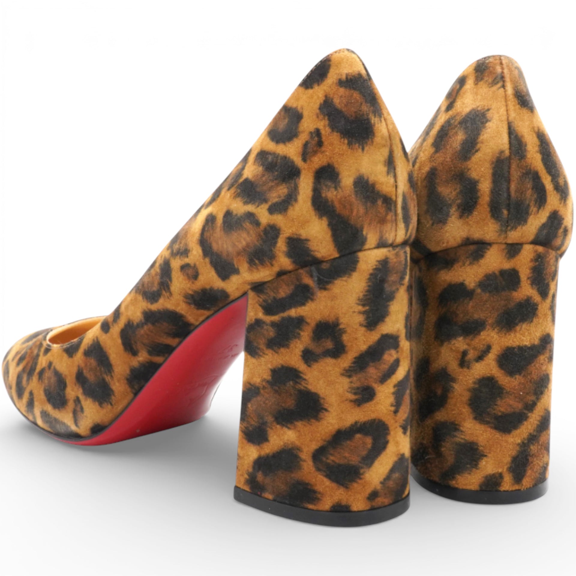 Brown Animal Print Calf Hair Round Toe Pumps Size37