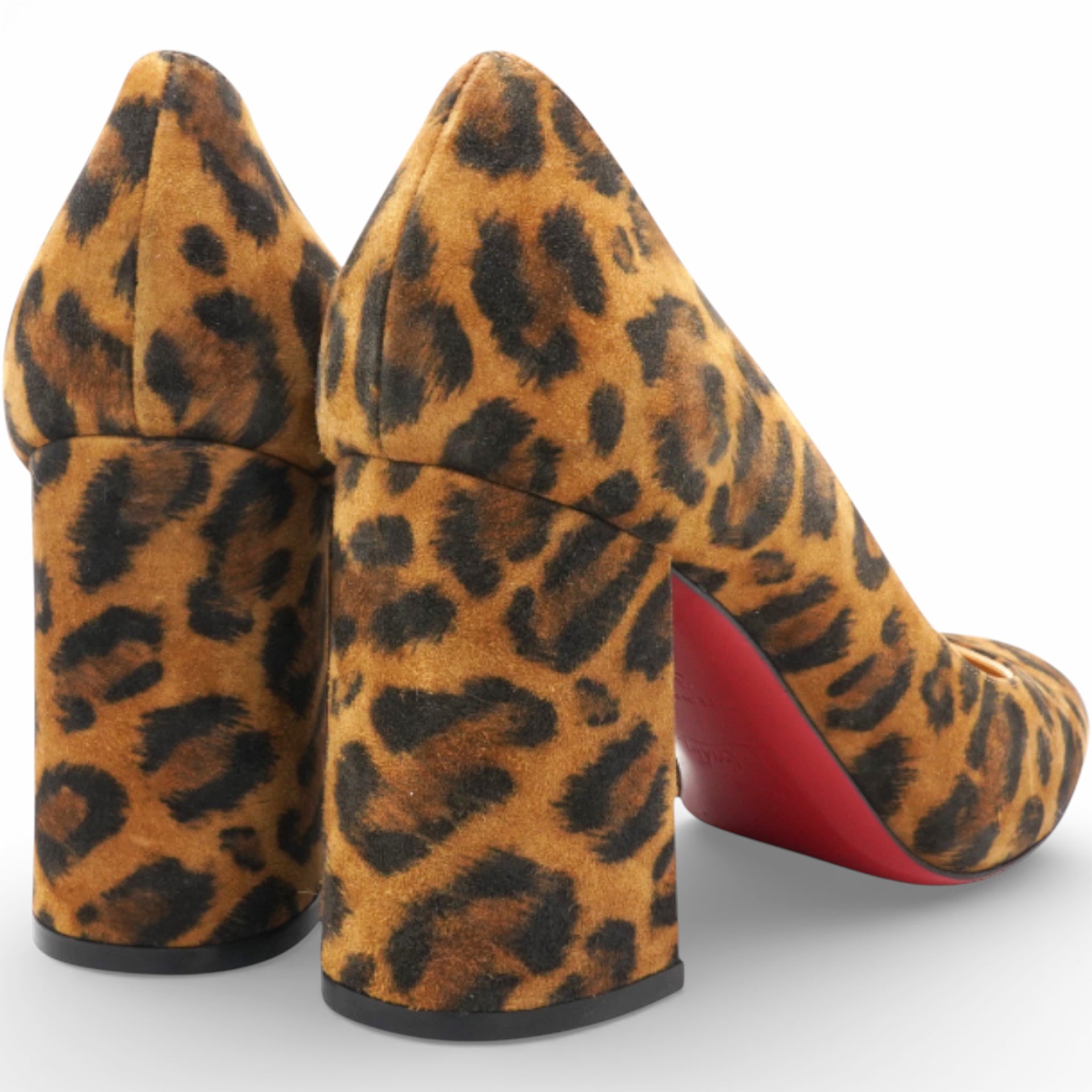 Brown Animal Print Calf Hair Round Toe Pumps Size37